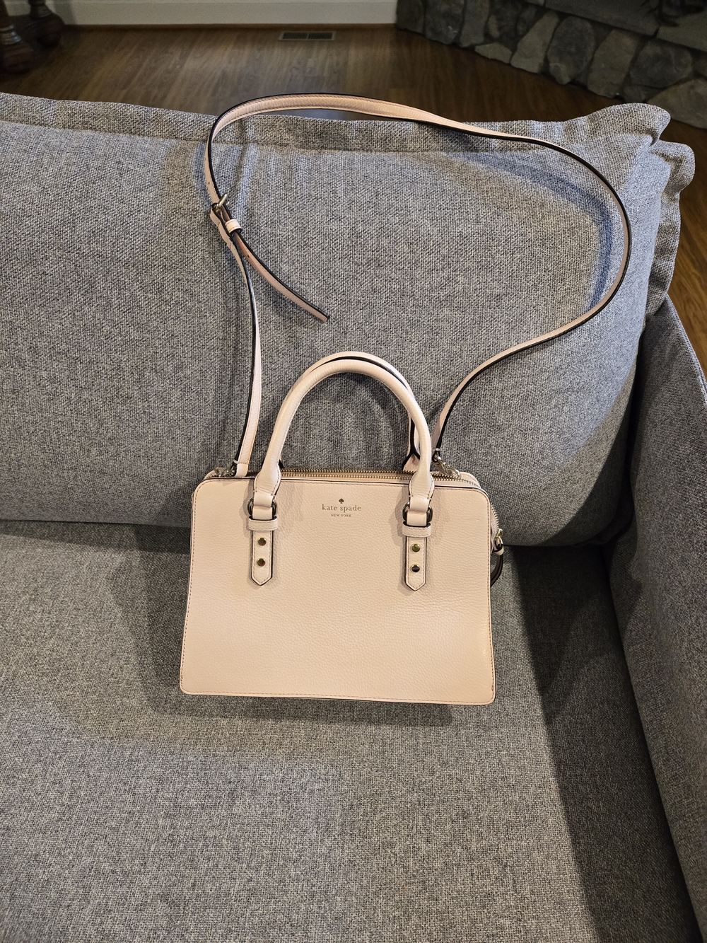 Kate Spade Pebbled Leather Small Satchel in Blush Pink